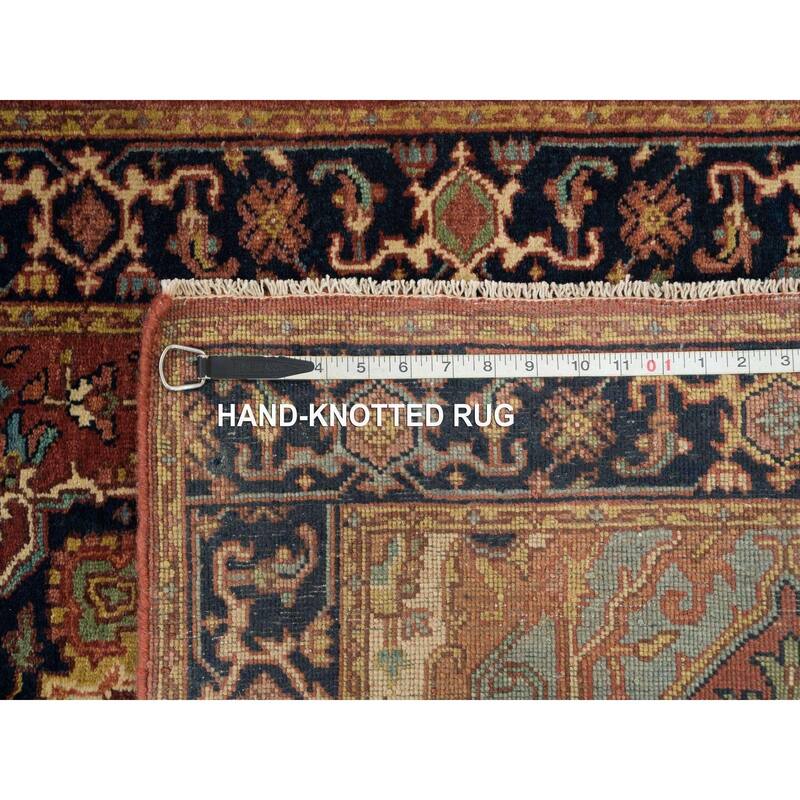 Shahbanu Rugs Terracotta Red Soft Wool Hand Knotted Antiqued Fine Heriz